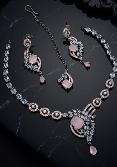 Zivara Dual Polish AD Necklace Set  Elegant Designer Jewelry