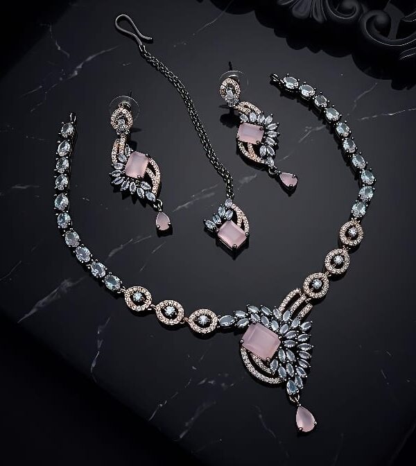 Zivara Dual Polish AD Necklace Set  Elegant Designer Jewelry