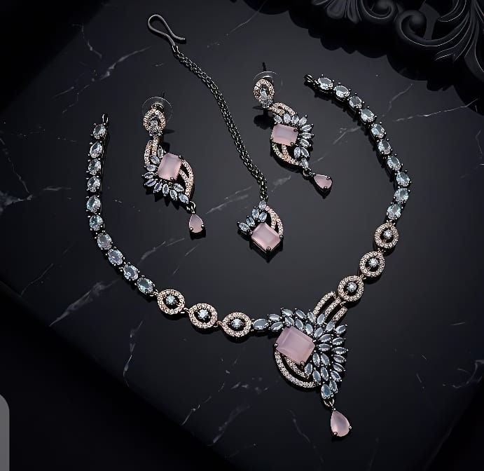 Zivara Dual Polish AD Necklace Set Elegant Designer Jewelry