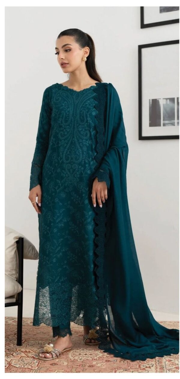 ZAIB Premium Lawn & Chiffon Embroidered Suit  Luxury Summer Collection