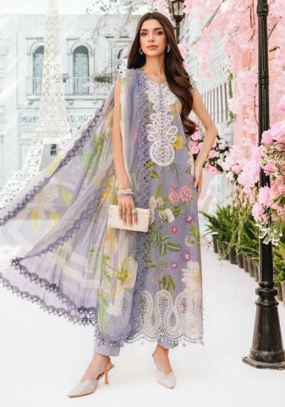 BAROOQUE Premium Lawn Suit  Unstitched 3 Piece with Chiffon Dupatta