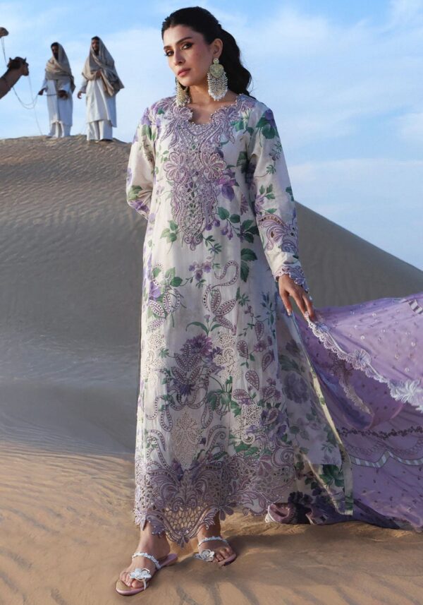 Nureh Lawn Collection 2026  Printed Lawn Suit with Embroidered Chiffon Dupatta