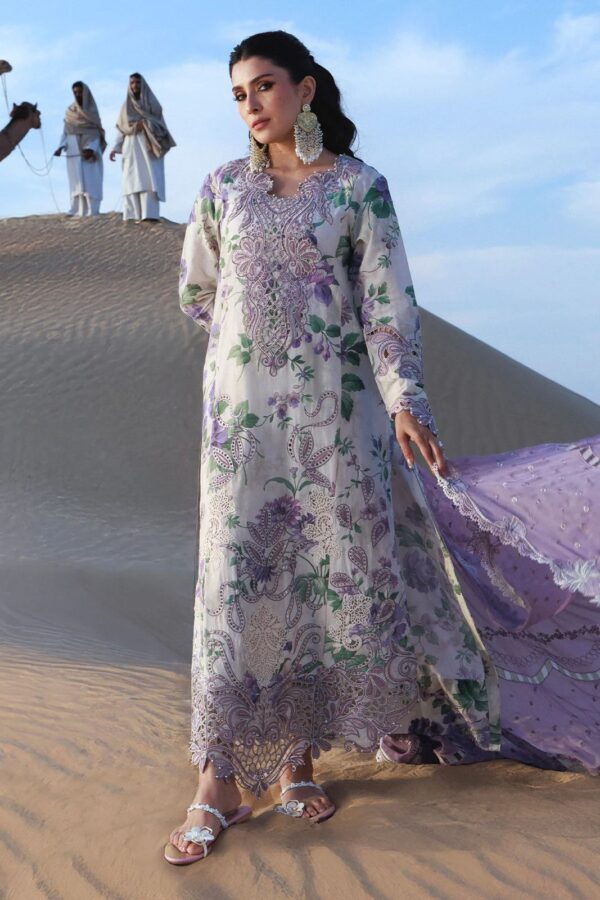 Nureh Lawn Collection 2026  Printed Lawn Suit with Embroidered Chiffon Dupatta