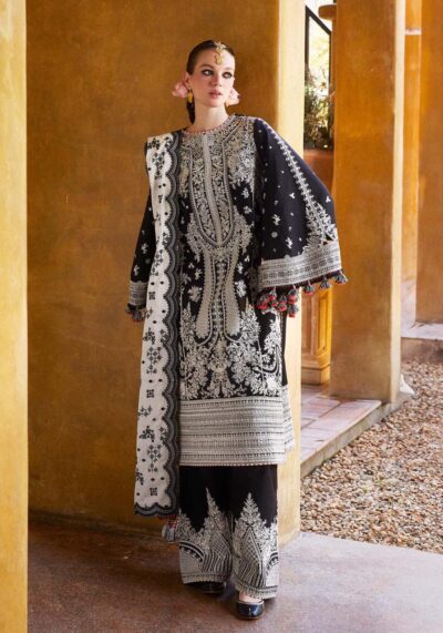 Hussain Rehar Lawn Collection  Unstitched 3 Piece Heavy Embroidered Suit