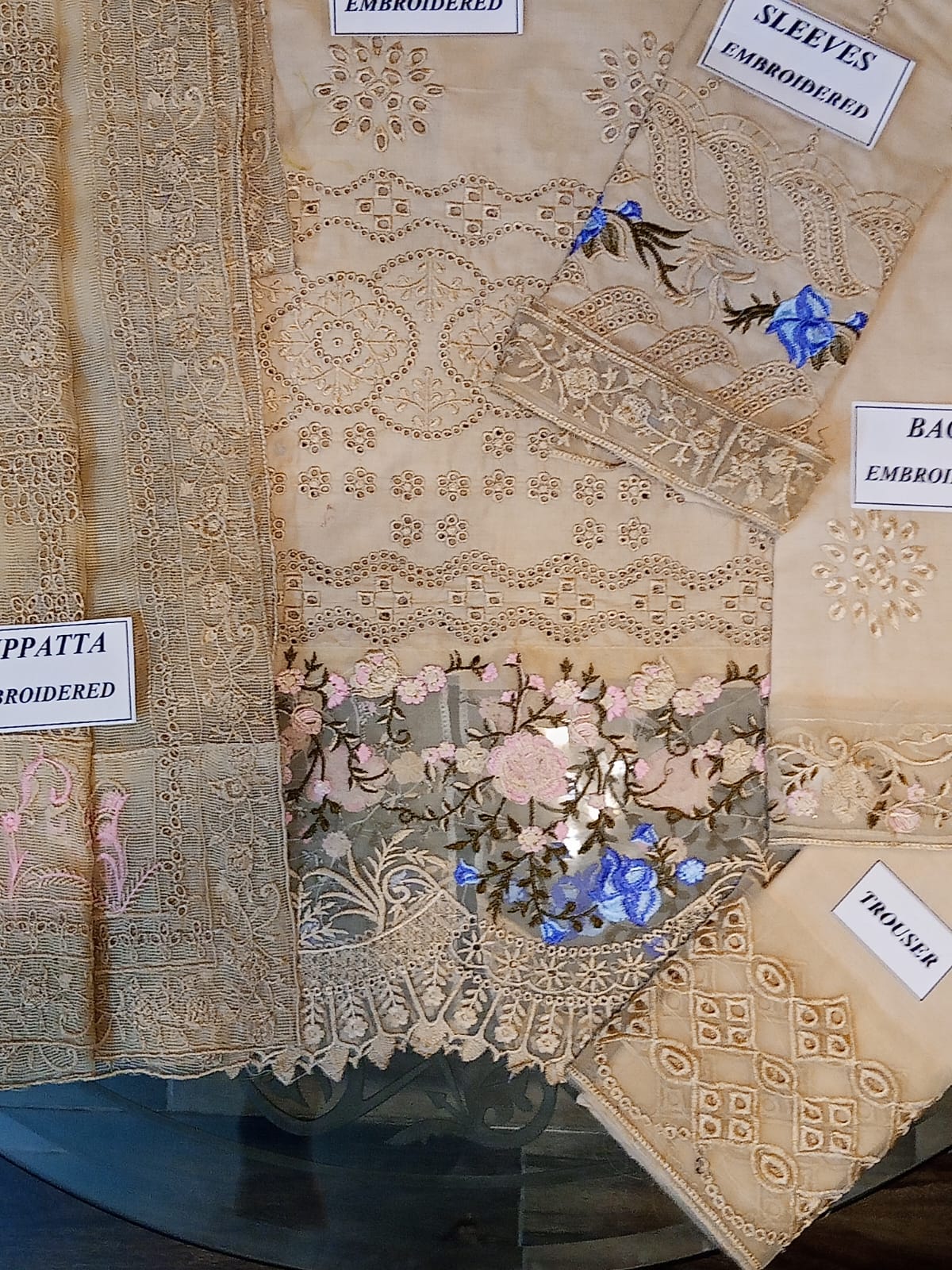 ELAF Unstitched Replica Lawn Suit with Cotton Net Dupatta Schiffli Embroidered Design - Image 2