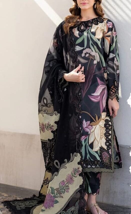 Premium Lawn & Chiffon 3 Piece Suit  Unstitched Collection 2026