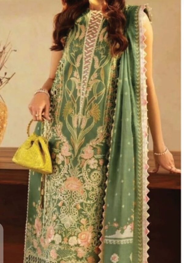 High-End Embroidered Lawn Suit with Cotton Net Dupatta and Border Work