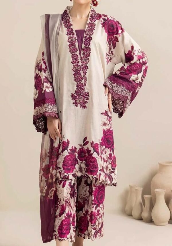 Luxury Lawn & Chiffon 3 Piece Suit  Where Elegance Meets Perfection
