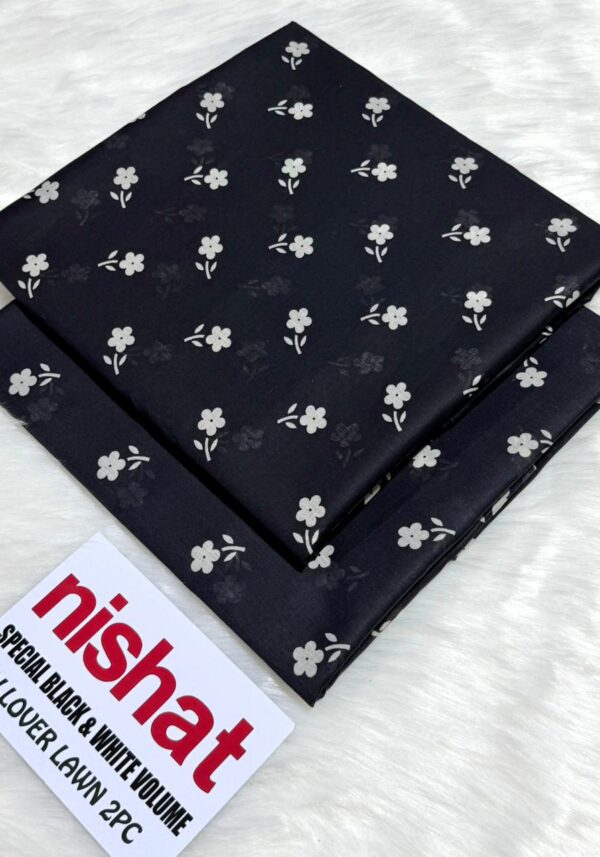 NISHAT Special Black & White All Over 2 Piece Lawn Suit