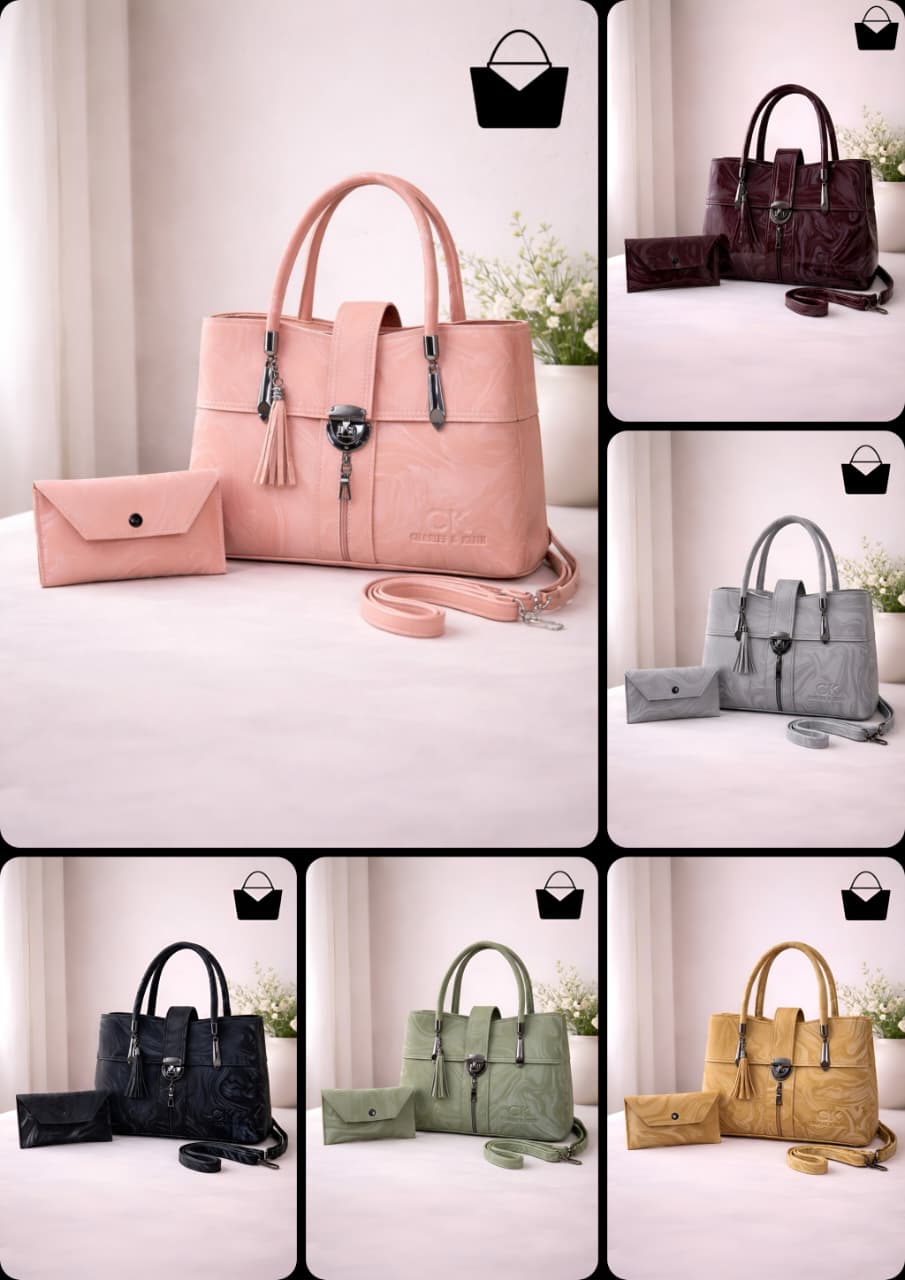 Luxury Marble Leather Handbag Set Modern Design with Matching Wallet - Image 4