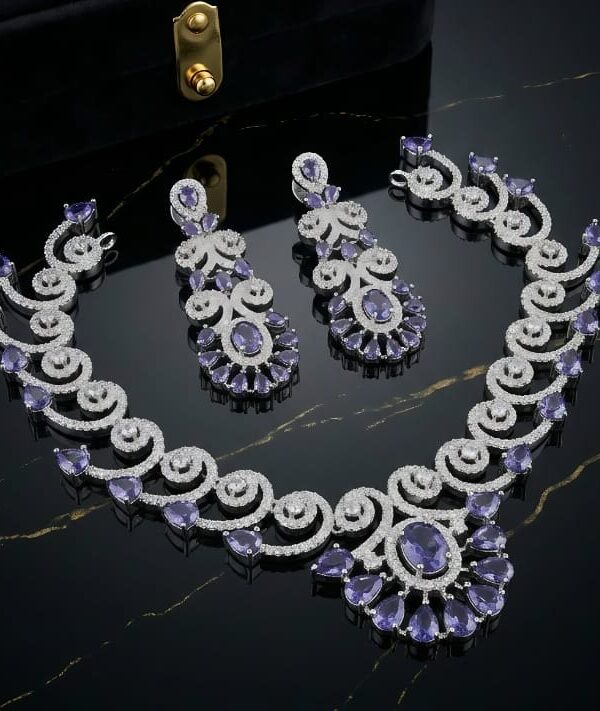 Luxury American Diamond Necklace Set  Elegant Bridal and Party Jewelry
