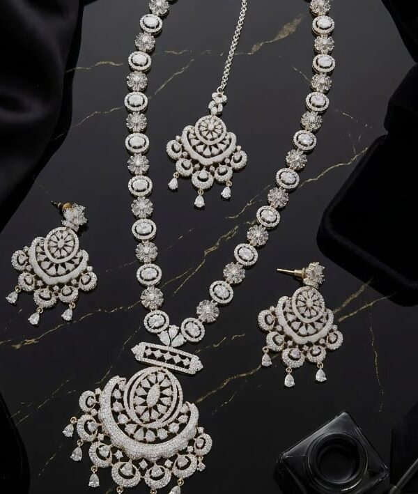 Zivara Radiance Mala Set  Premium American Diamond Necklace Set