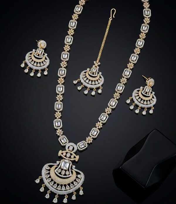 Elara Royal AD Mala Set  Luxury American Diamond Bridal Jewelry