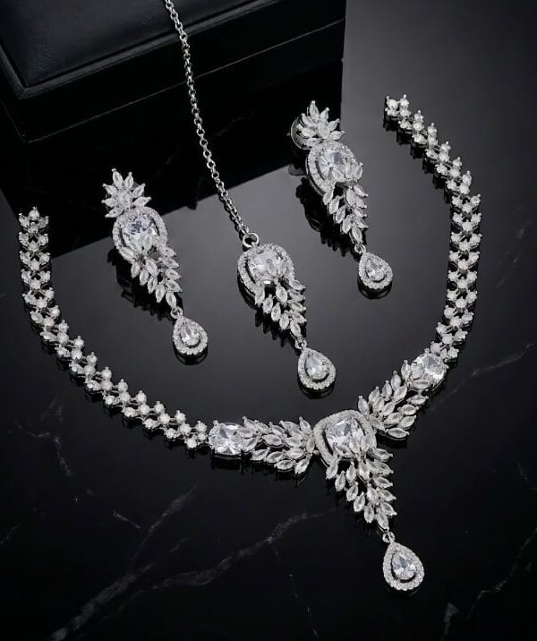 Sparkle with Timeless Elegance  American Diamond Necklace Set