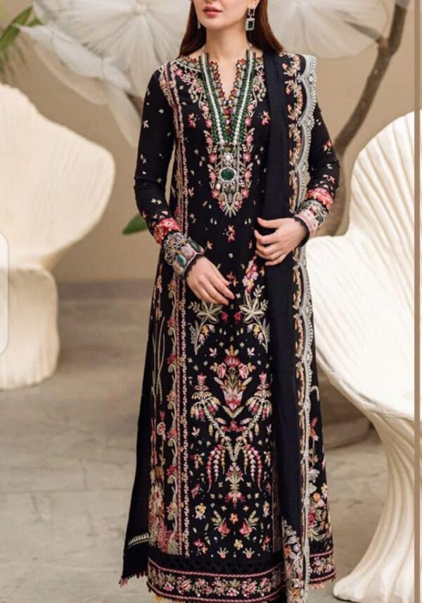 Qalamkar Cotton Collection  Premium Embroidered 3 Piece Suit