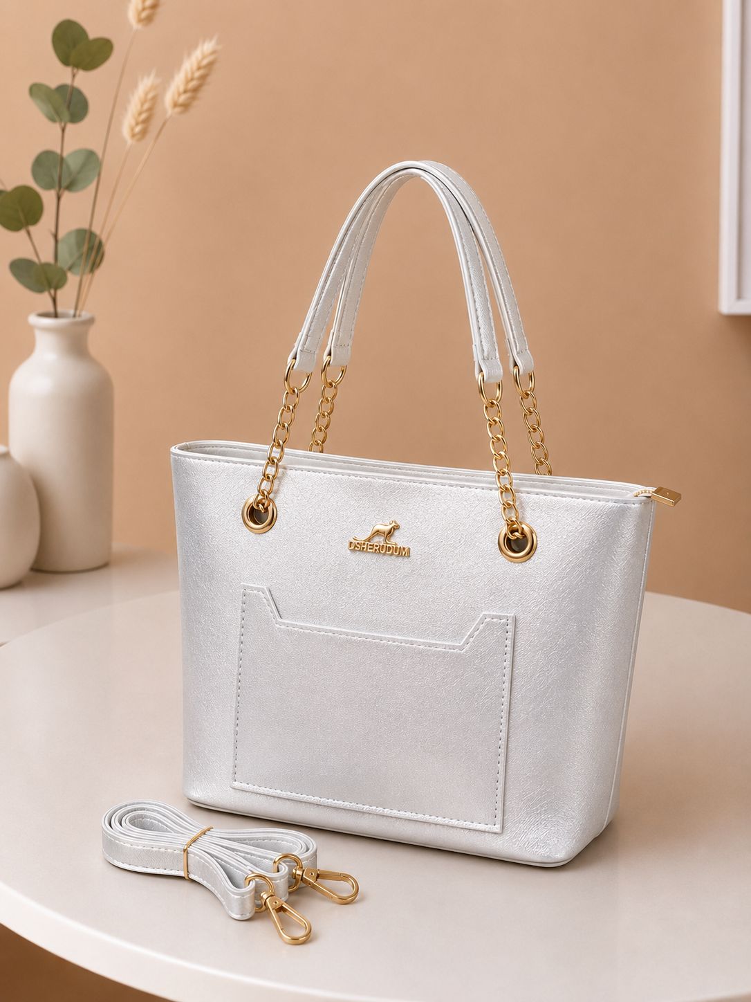 Elegant Pink Tote Bag Premium PU Leather Handbag for Women - Image 5
