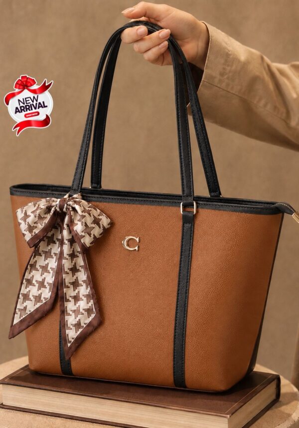 New Arrival  Coach Style Big Size Tote Bag with Scarf for Girls
