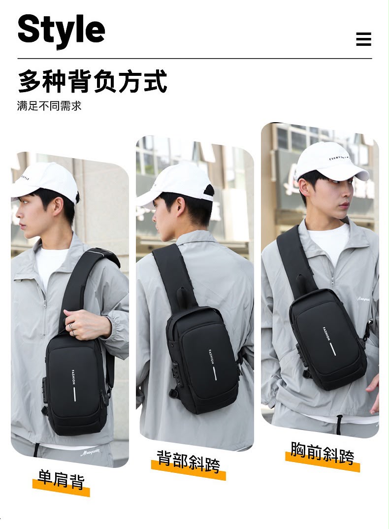 Most Demanding Article New Fashion Style Casual Waterproof Oxford Chest Cross Body Bag for Men - Image 17