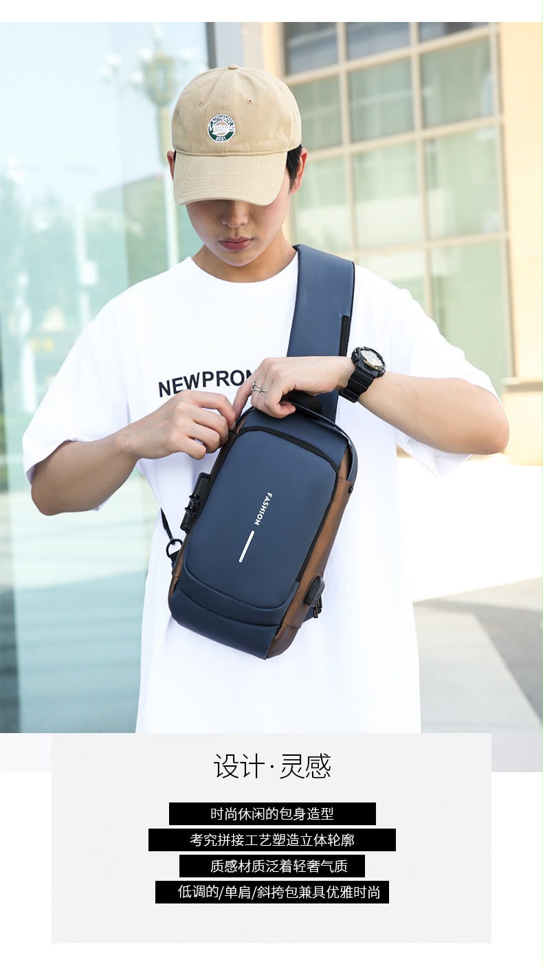 Most Demanding Article New Fashion Style Casual Waterproof Oxford Chest Cross Body Bag for Men - Image 2