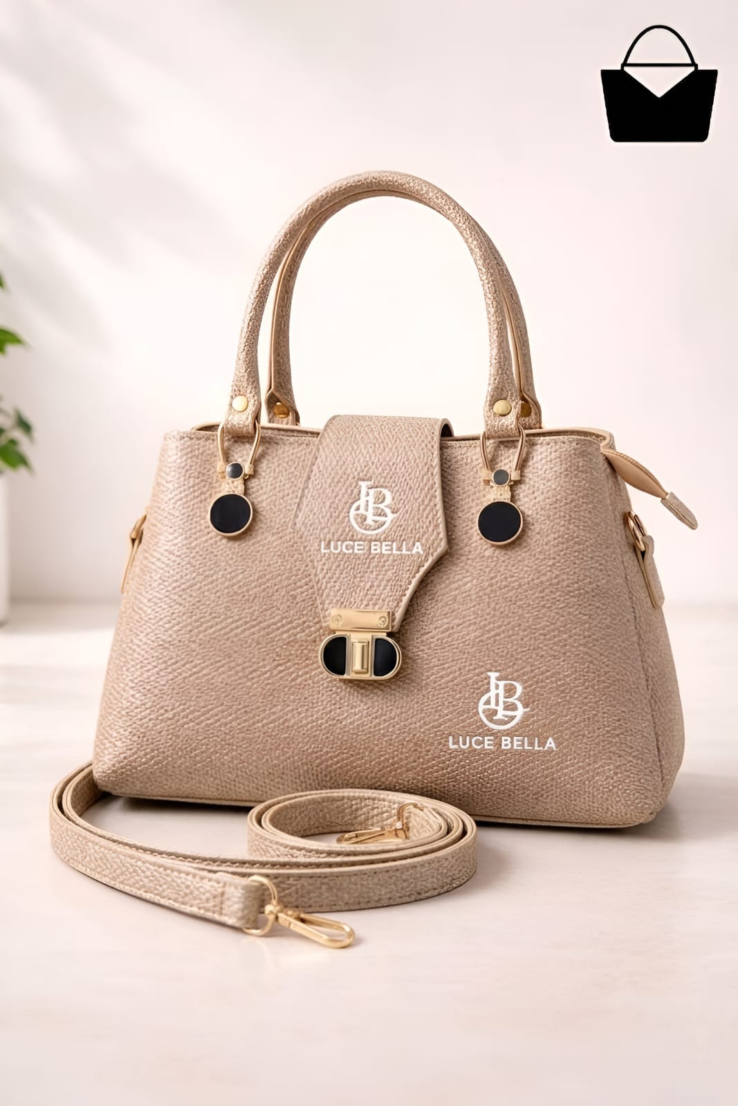 Luce Bela Elegant White Croco Texture Handbag