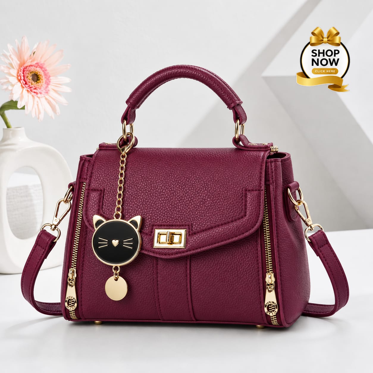 New Cross Body Bag for Girls Premium Soft Leather | 3 Zipper Crossbody Bag - Image 4