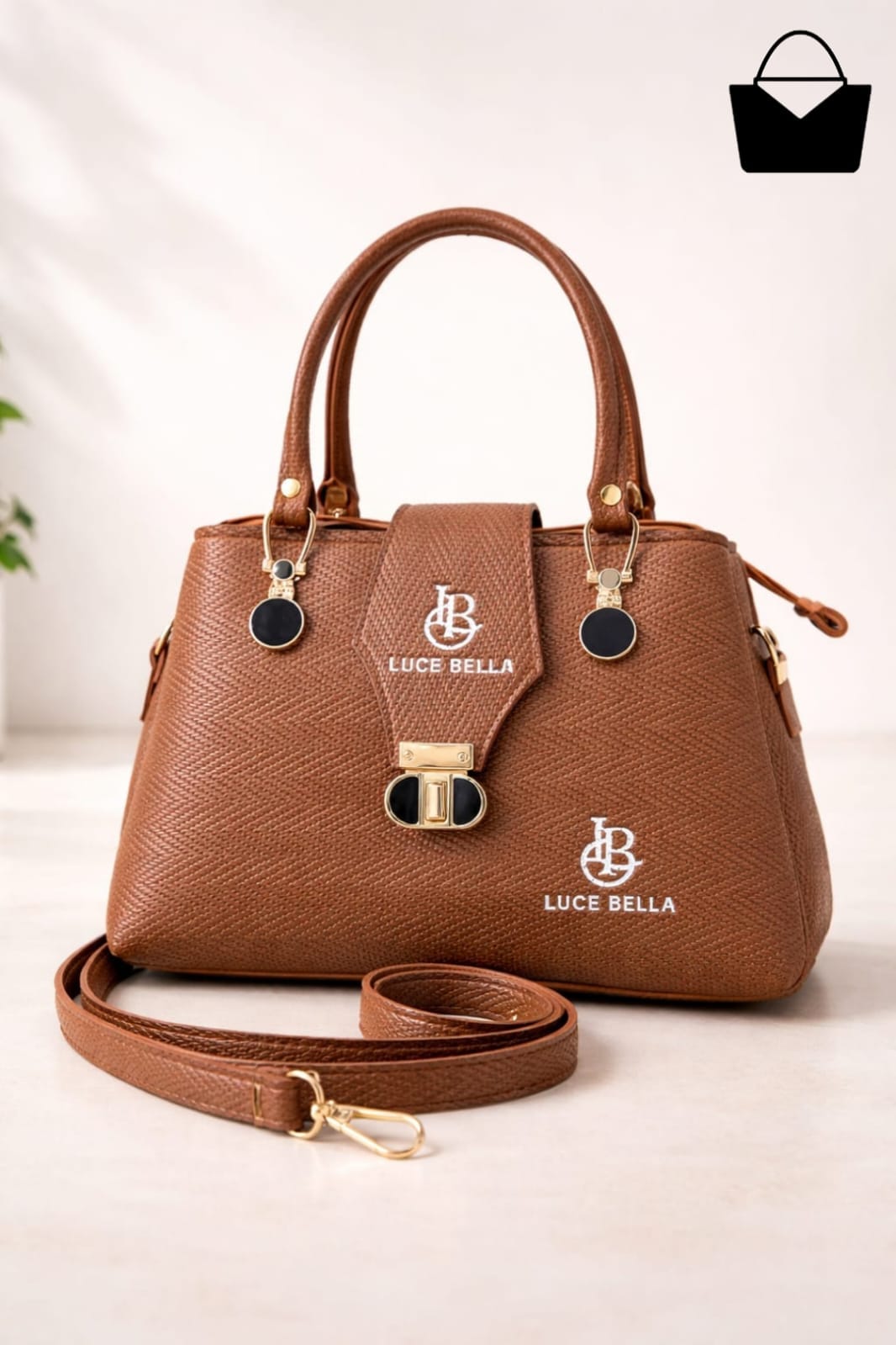 Luce Bela Elegant White Croco Texture Handbag - Image 5
