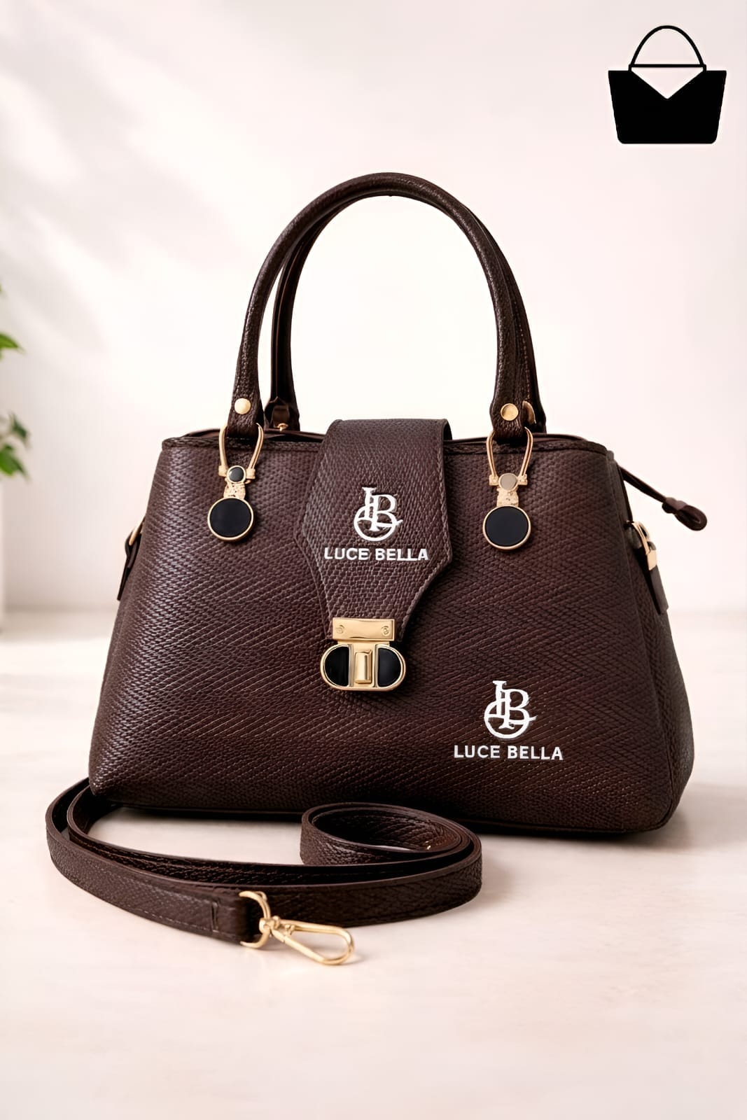 Luce Bela Elegant White Croco Texture Handbag - Image 6