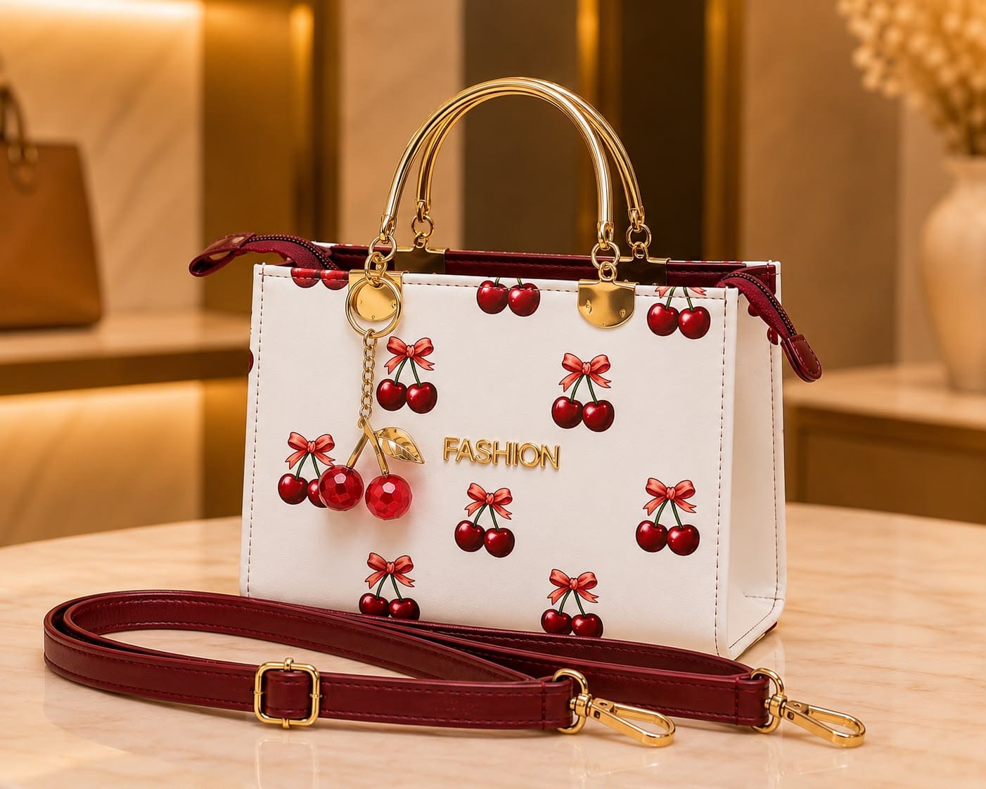 Premium Cherry Print Handbag