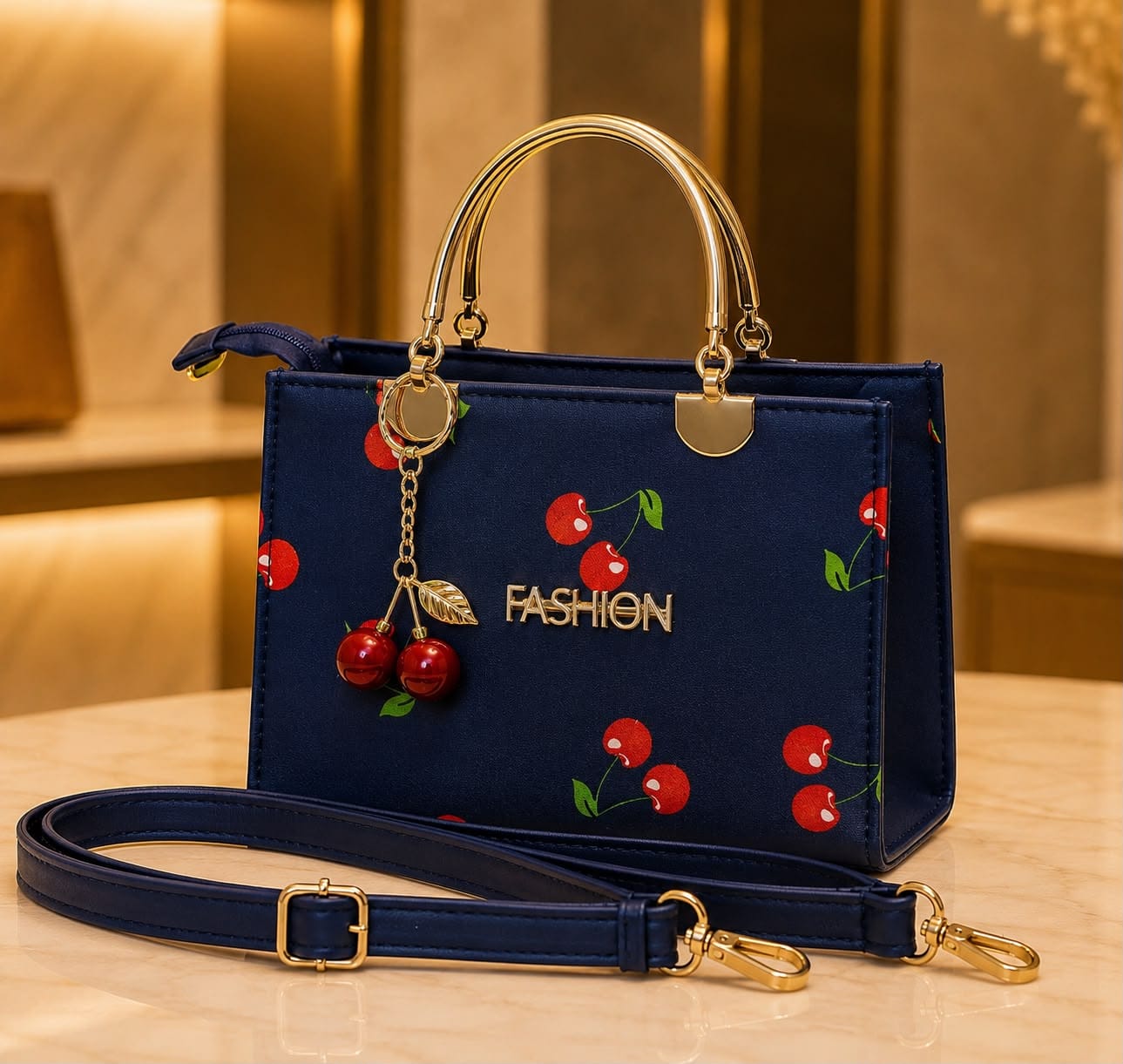Premium Cherry Print Handbag - Image 2