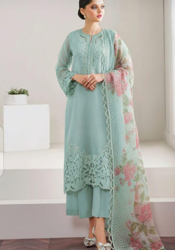 Baroque Replica Luxury Festive Organza 3-Piece Suit with Heavy Embroidered Dupatta