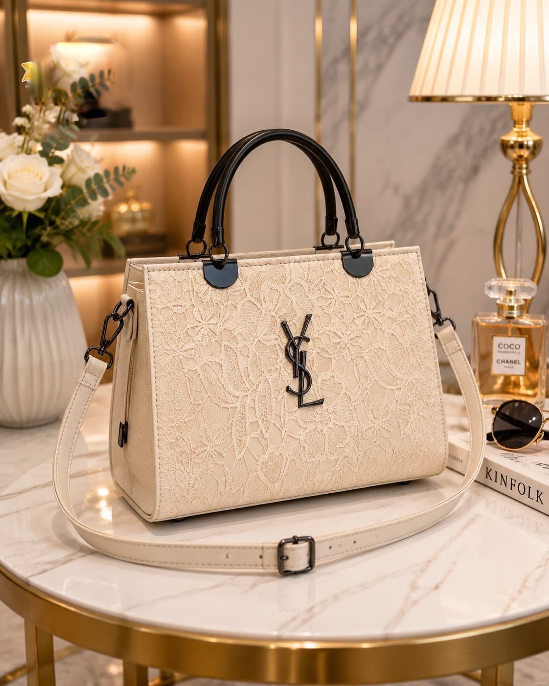 YSL Cross Body Bag for Girls – Premium PU Leather with Metal Handle - Image 3