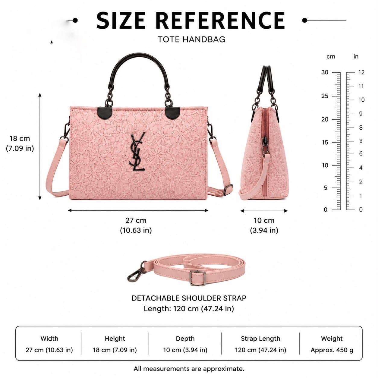 YSL Cross Body Bag for Girls – Premium PU Leather with Metal Handle - Image 8