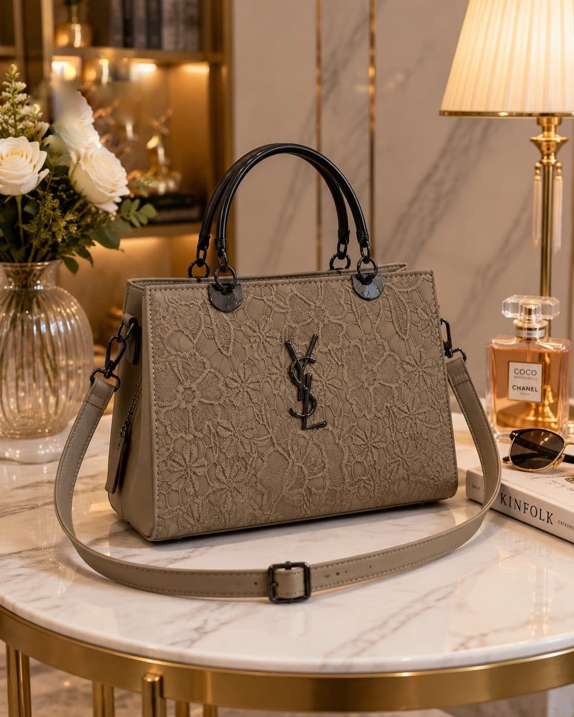 YSL Cross Body Bag for Girls – Premium PU Leather with Metal Handle - Image 9