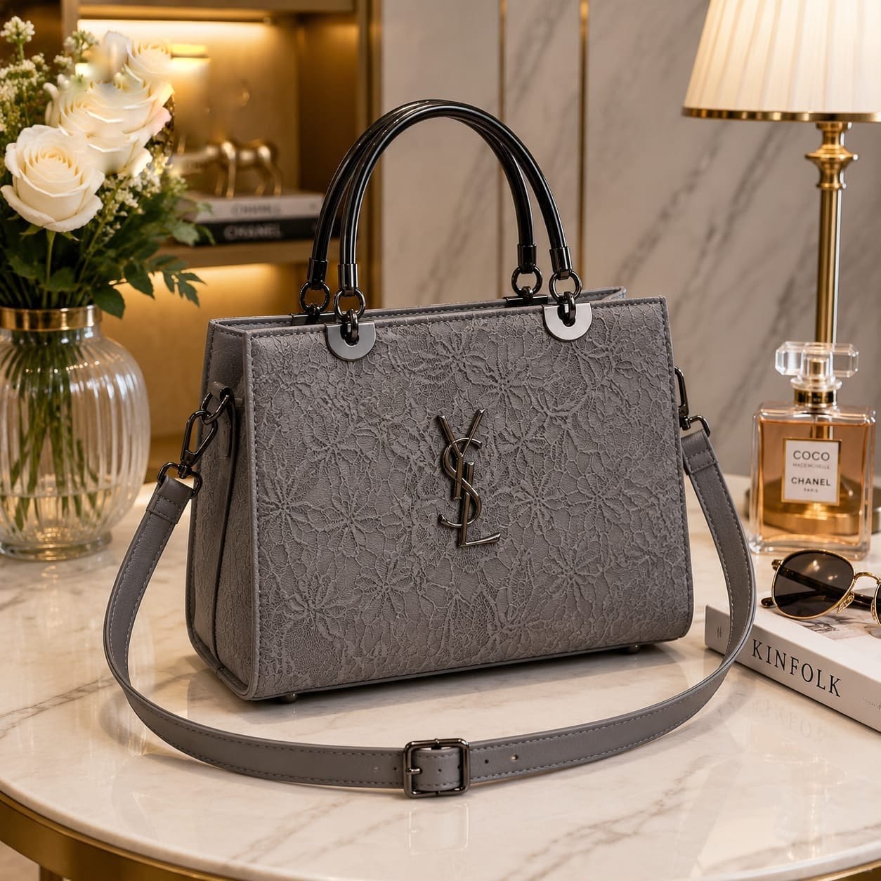 YSL Cross Body Bag for Girls – Premium PU Leather with Metal Handle - Image 10