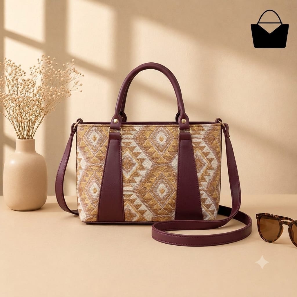 Premium Printed Handbag for Women – 2 Zipper Partition Shoulder & Hand Carry Bag - Image 8