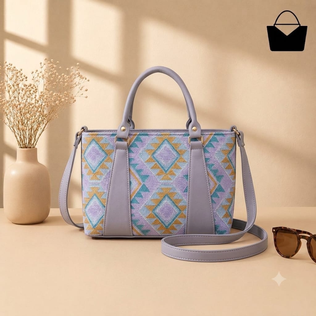 Premium Printed Handbag for Women – 2 Zipper Partition Shoulder & Hand Carry Bag - Image 7
