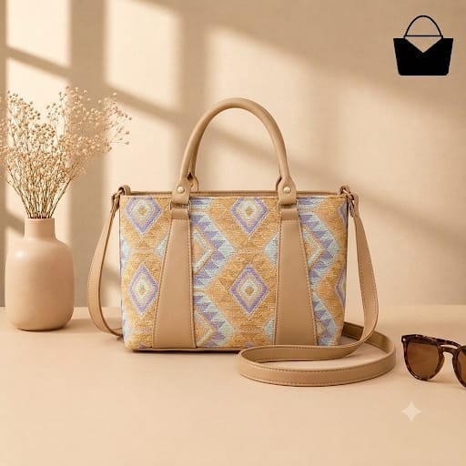 Premium Printed Handbag for Women – 2 Zipper Partition Shoulder & Hand Carry Bag - Image 5