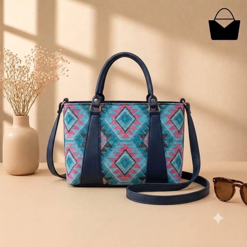 Premium Printed Handbag for Women – 2 Zipper Partition Shoulder & Hand Carry Bag - Image 4