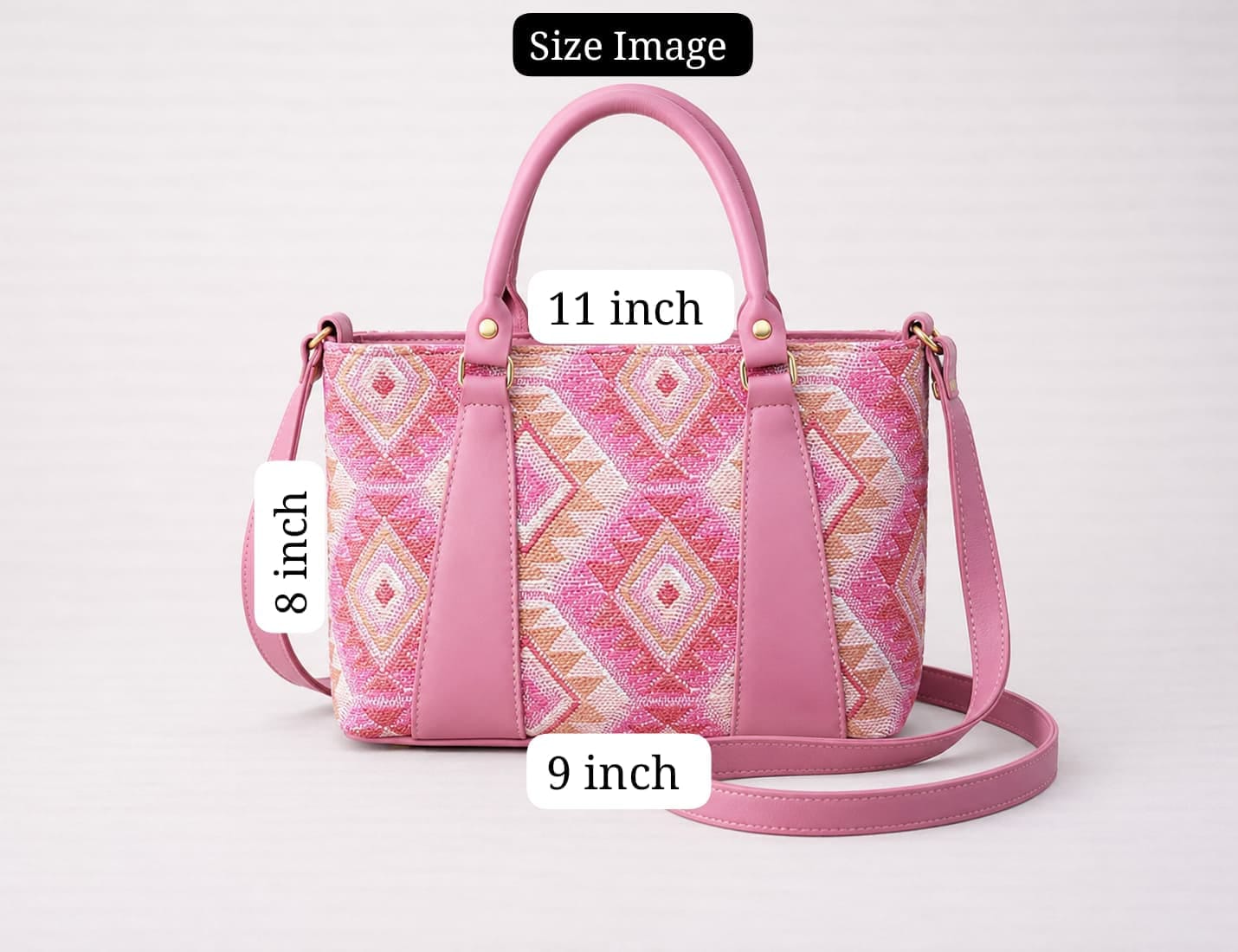 Premium Printed Handbag for Women – 2 Zipper Partition Shoulder & Hand Carry Bag - Image 3