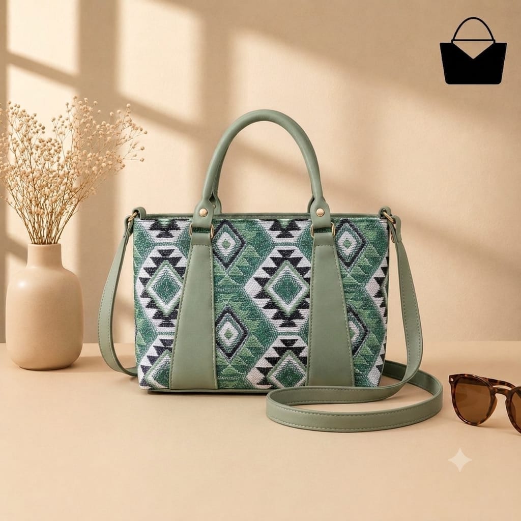 Premium Printed Handbag for Women – 2 Zipper Partition Shoulder & Hand Carry Bag - Image 2