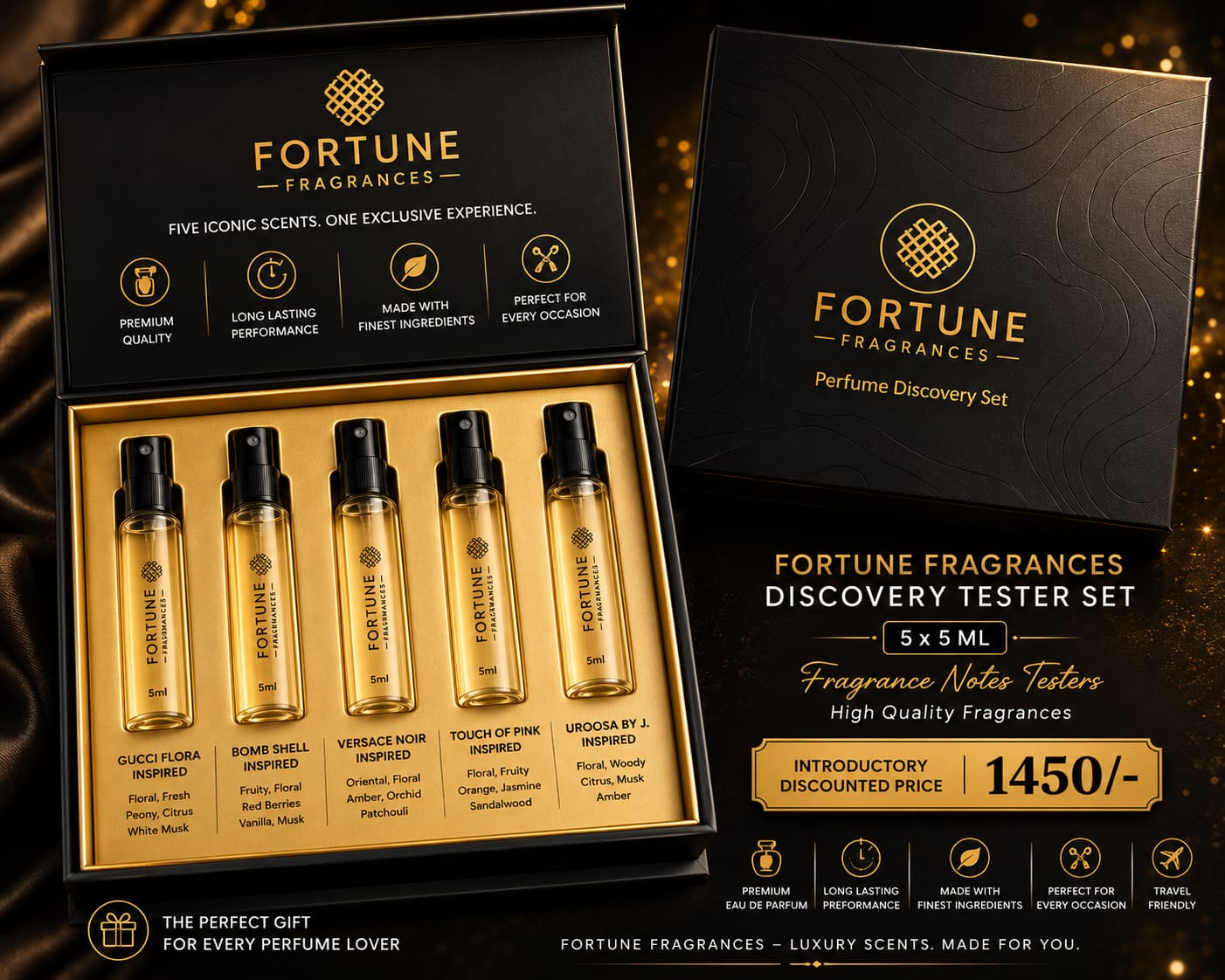 Fortune Fragrances Discovery Tester Set – 5 Premium Inspired Perfumes (5ml Each)