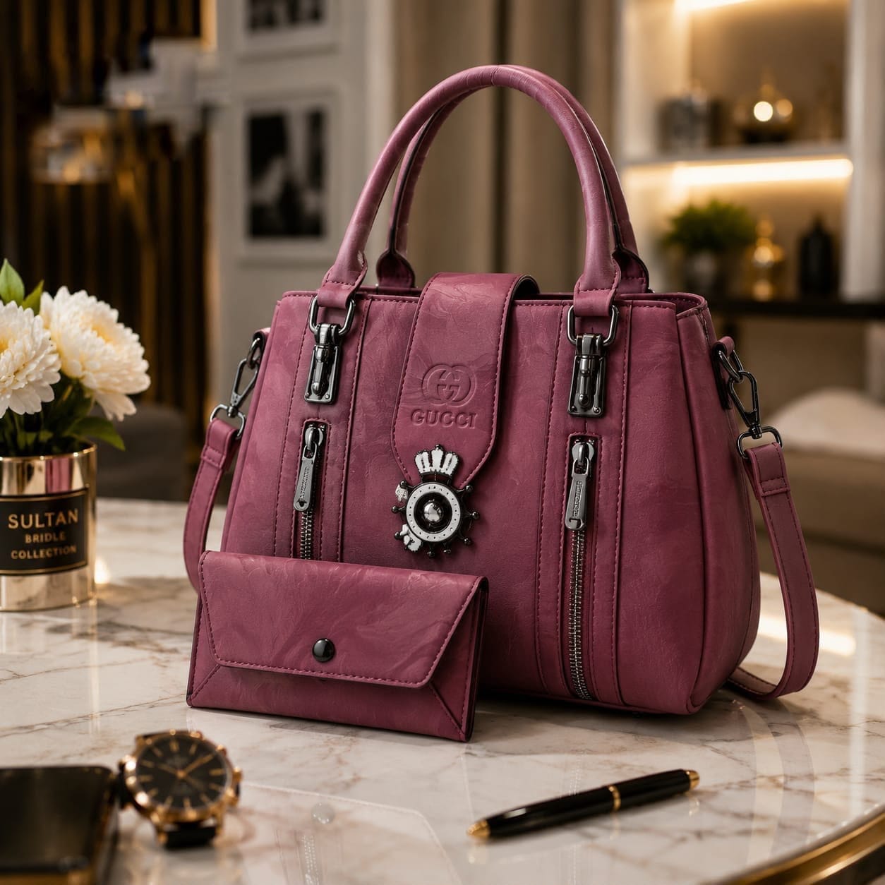 GC Branded 2-Piece Handbag Set for Girls – Premium Shoulder Bag with Matching Pouch