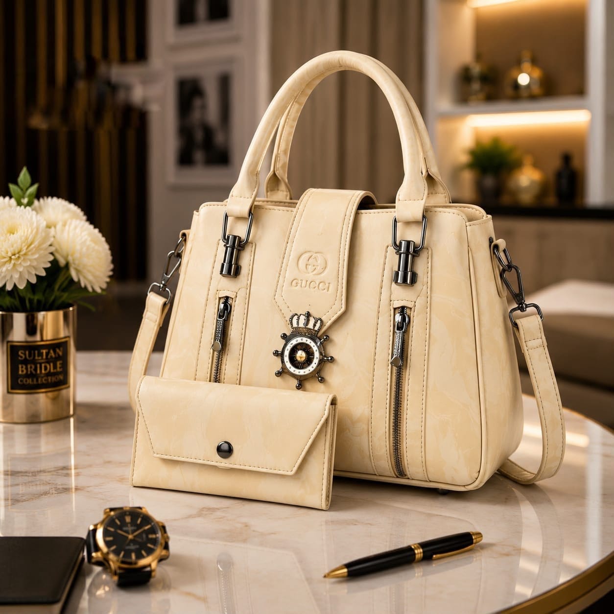 GC Branded 2-Piece Handbag Set for Girls – Premium Shoulder Bag with Matching Pouch - Image 9