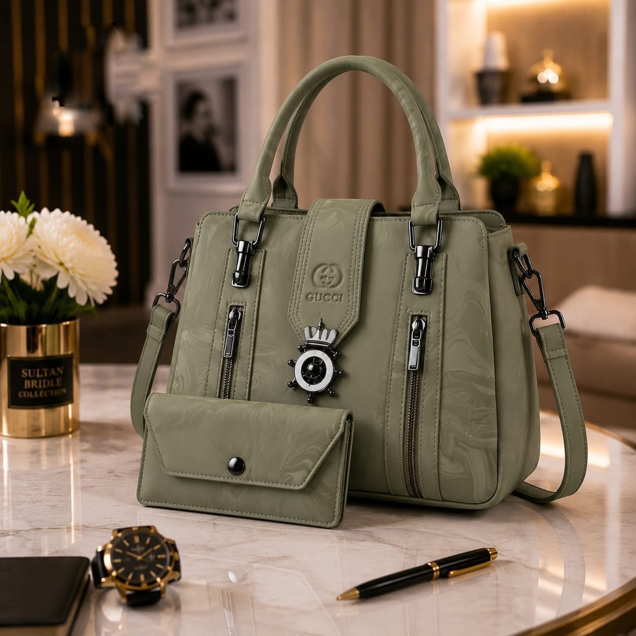 GC Branded 2-Piece Handbag Set for Girls – Premium Shoulder Bag with Matching Pouch - Image 3