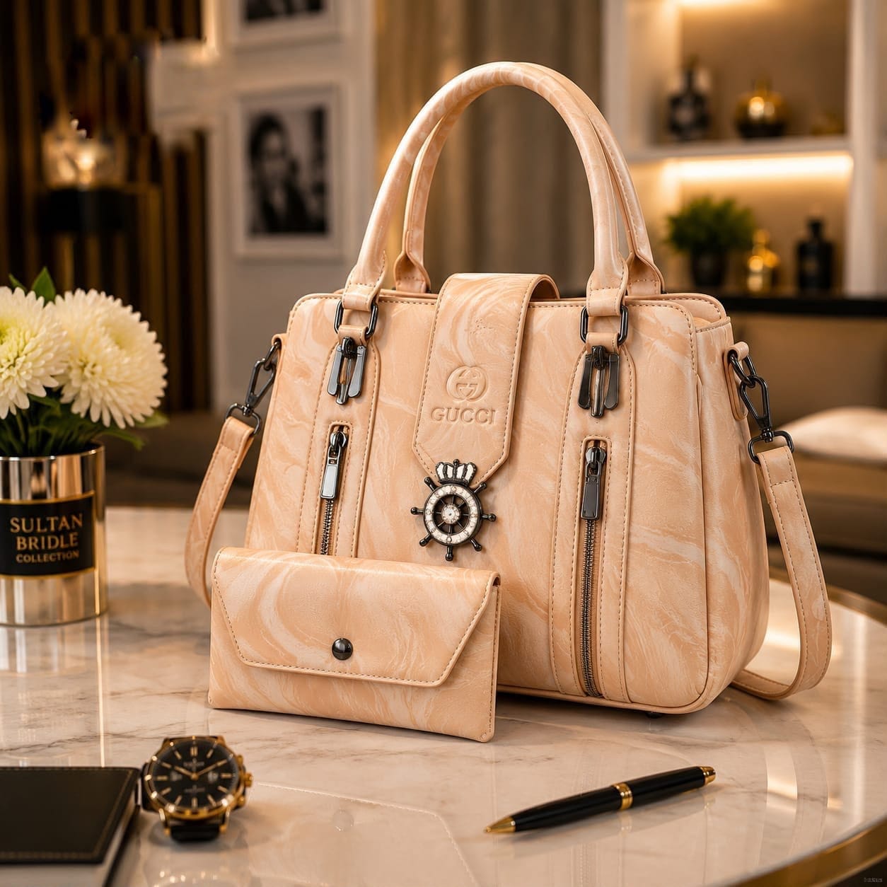 GC Branded 2-Piece Handbag Set for Girls – Premium Shoulder Bag with Matching Pouch - Image 2