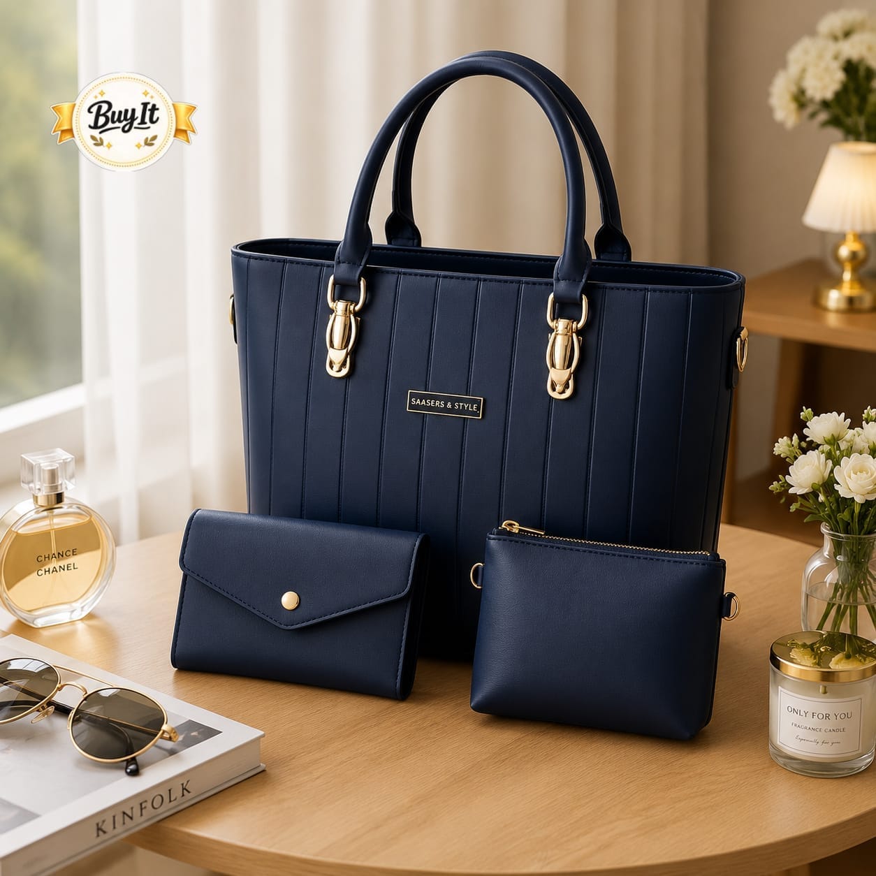 3-Piece Shoulder Bag Set for Girls with Mini Wallet & Pouch , - Image 9