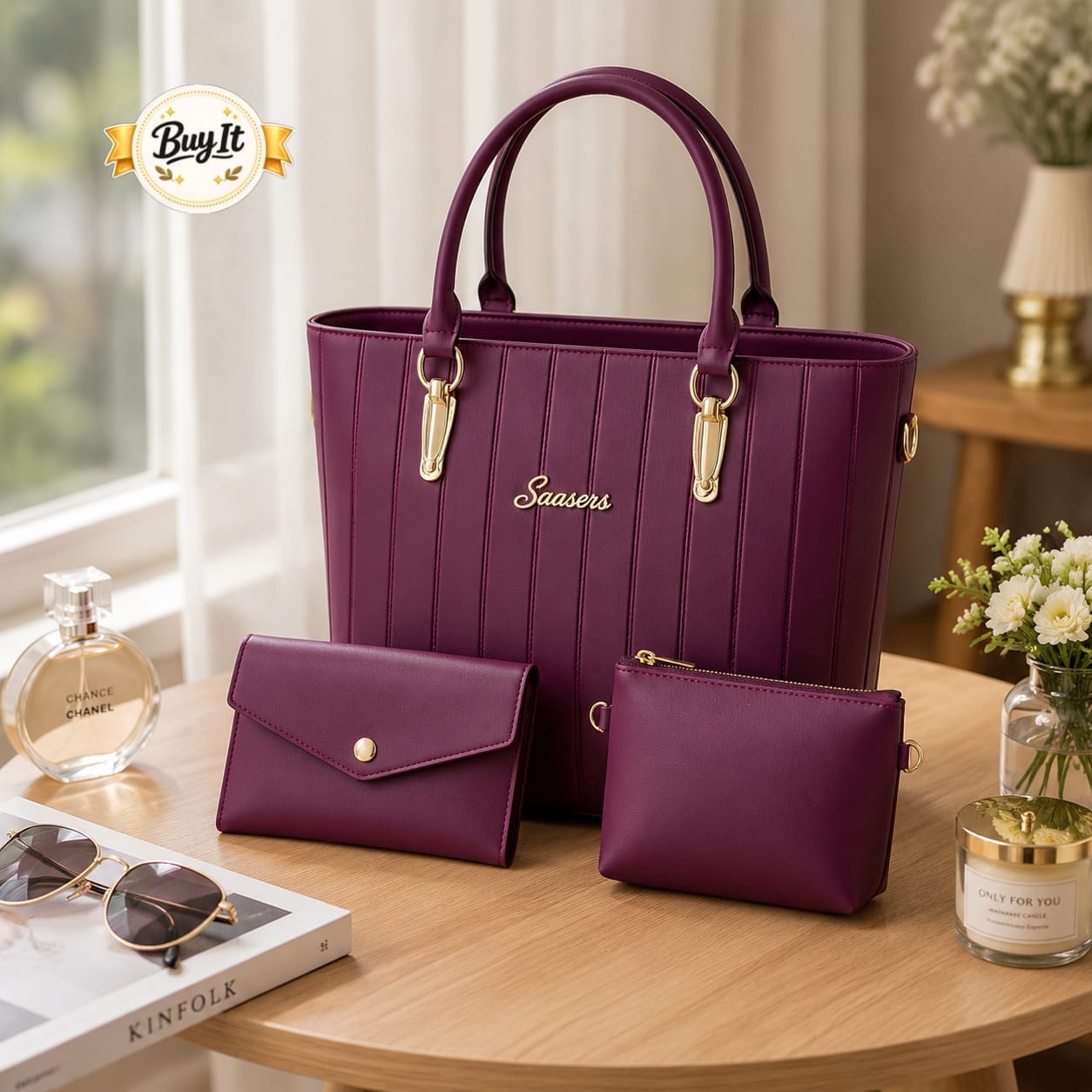 3-Piece Shoulder Bag Set for Girls with Mini Wallet & Pouch , - Image 7