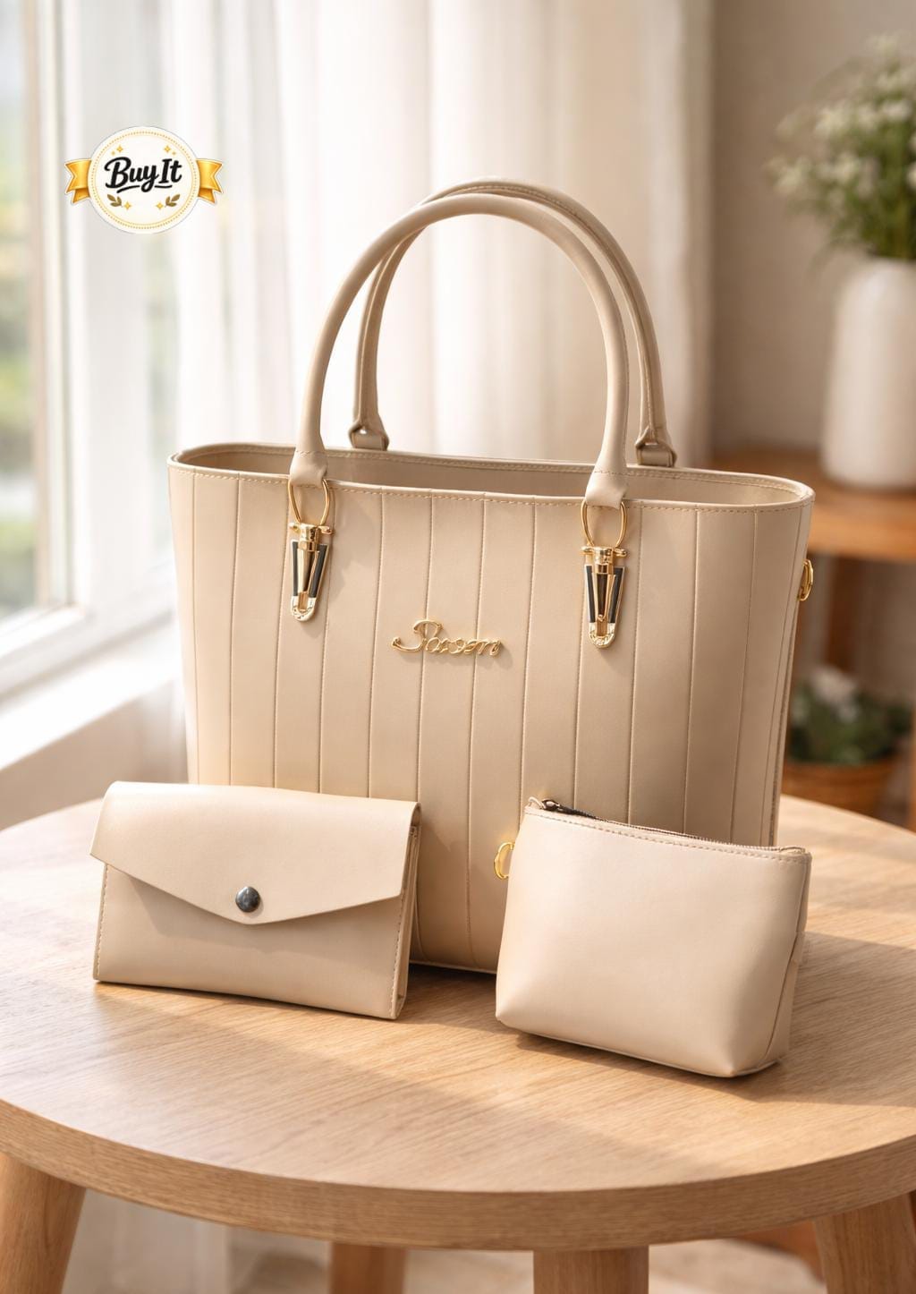 3-Piece Shoulder Bag Set for Girls with Mini Wallet & Pouch , - Image 2
