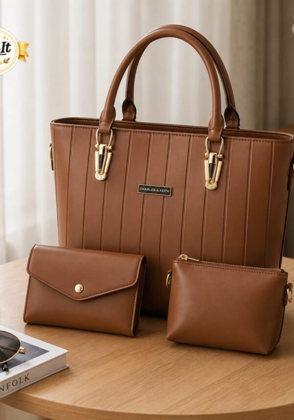 3-Piece Shoulder Bag Set for Girls with Mini Wallet & Pouch ,