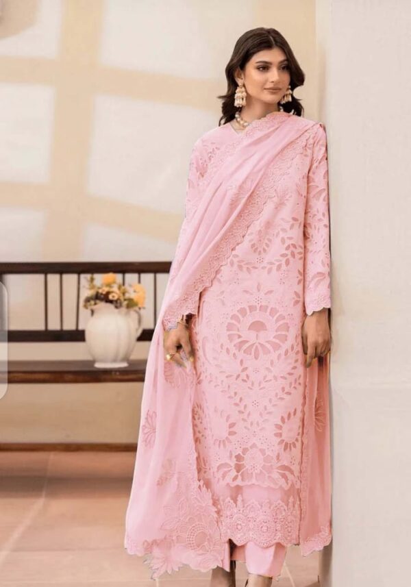 Hit Code Luxury Lawn Fancy Collection 3-Piece Unstitched Suit with Heavy Embroidered Chiffon Dupatta